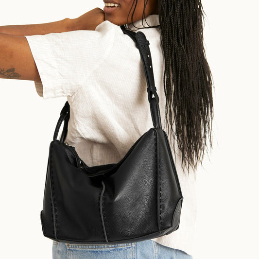 Los Feliz Hobo Bag in Black Leather