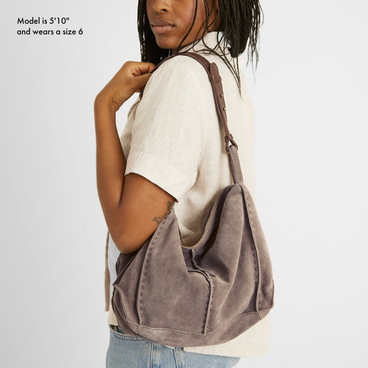 Los Feliz Hobo Bag in Mushroom Suede