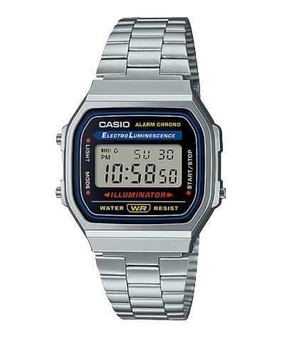 A168W-1 | Vintage Silver and Black Metal Watch - Casio
