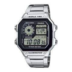 AE1200WHD-1A | Stainless Steel Band World Time Watch - Casio