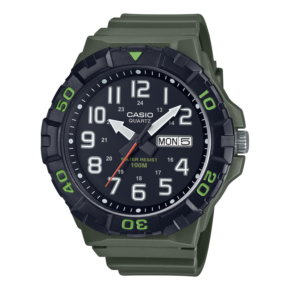 MRW210H-3AV | Black and Hunter Green Analog Men's Watch - Casio