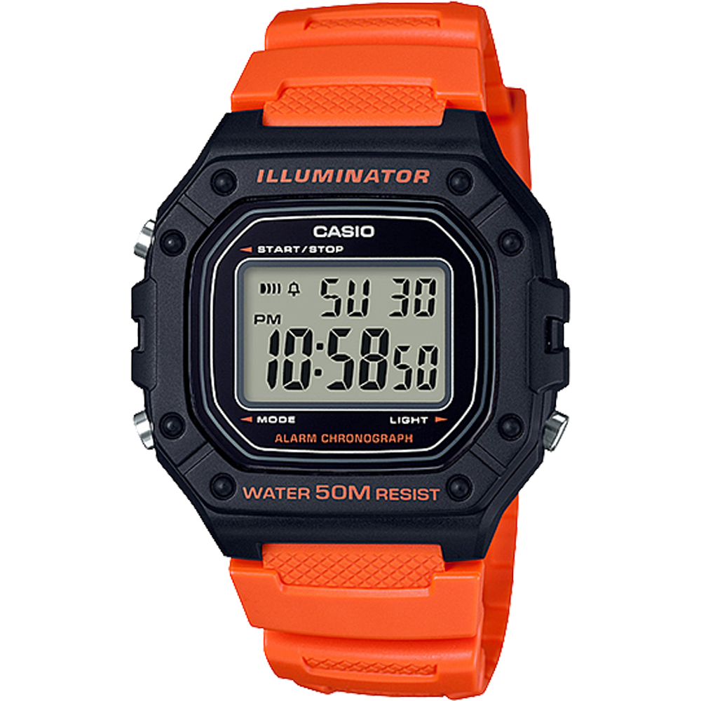 W218H-4B2V | Bright Orange Digital Men's Watch - Casio