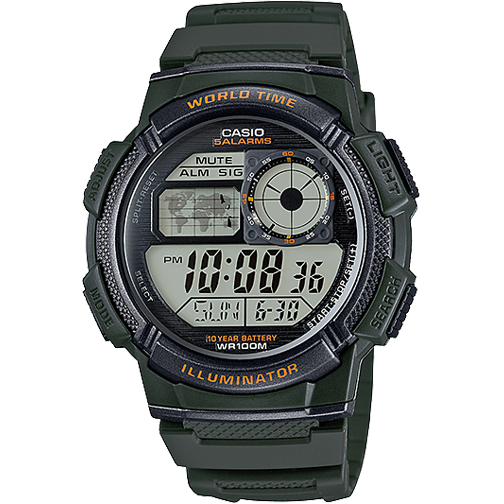 AE1000W-3AV | Illuminator Full Black Digital Watch - Casio