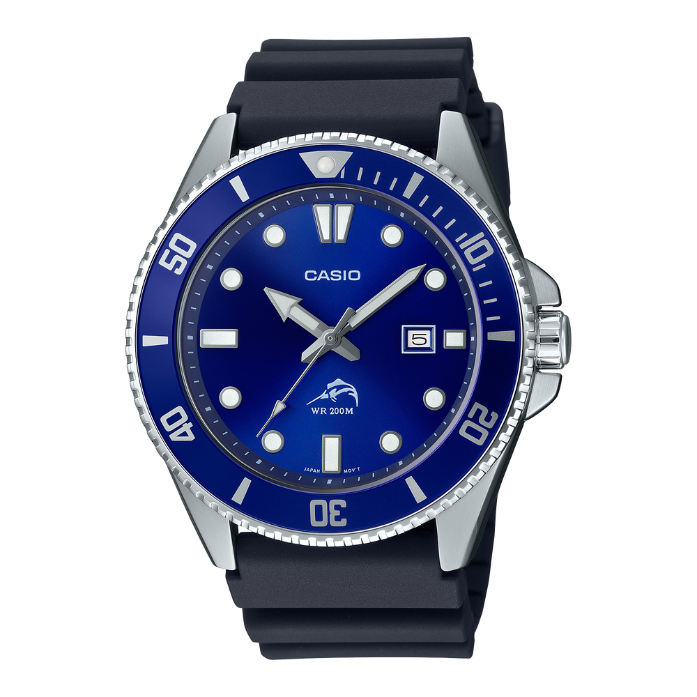 MDV106B-2AV | Black and Royal Blue Men's Analog Watch - Casio