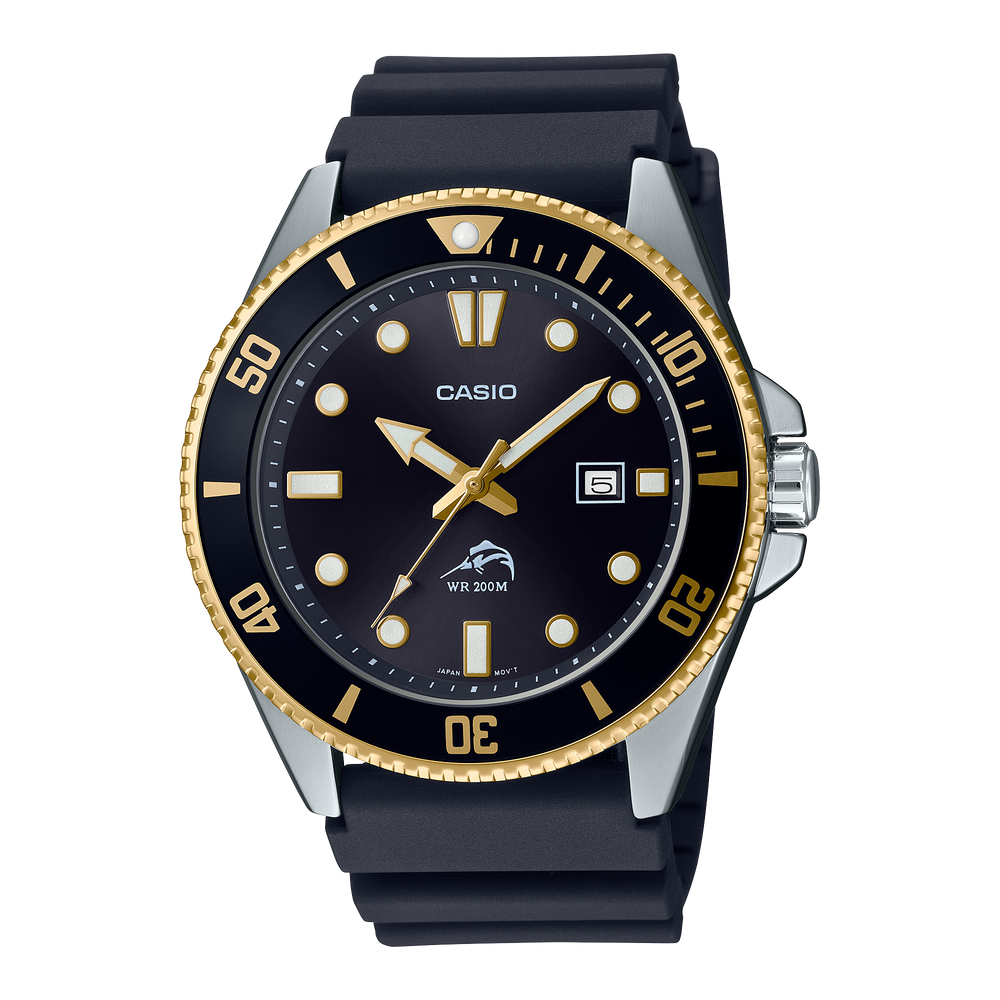 MDV106G-1AV | Black and Yellow Men's Analog Watch - Casio