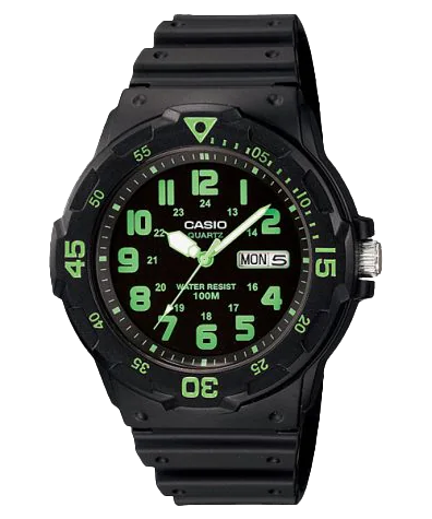 MRW200H-3BV | Black and Green Analog Men's Watch - Casio