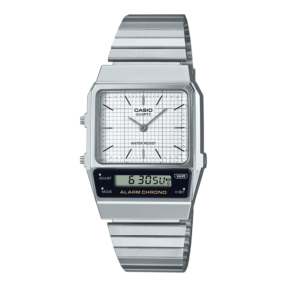 AQ800E-7A | Vintage Silver Stainless Steel Watch - Casio