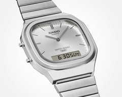 AQ-240E-7A | Vintage Silver Watch with Dual Time - Casio