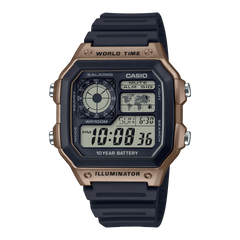 AE1200WH-5AV | Illuminator Black and Brown Digital Watch - Casio