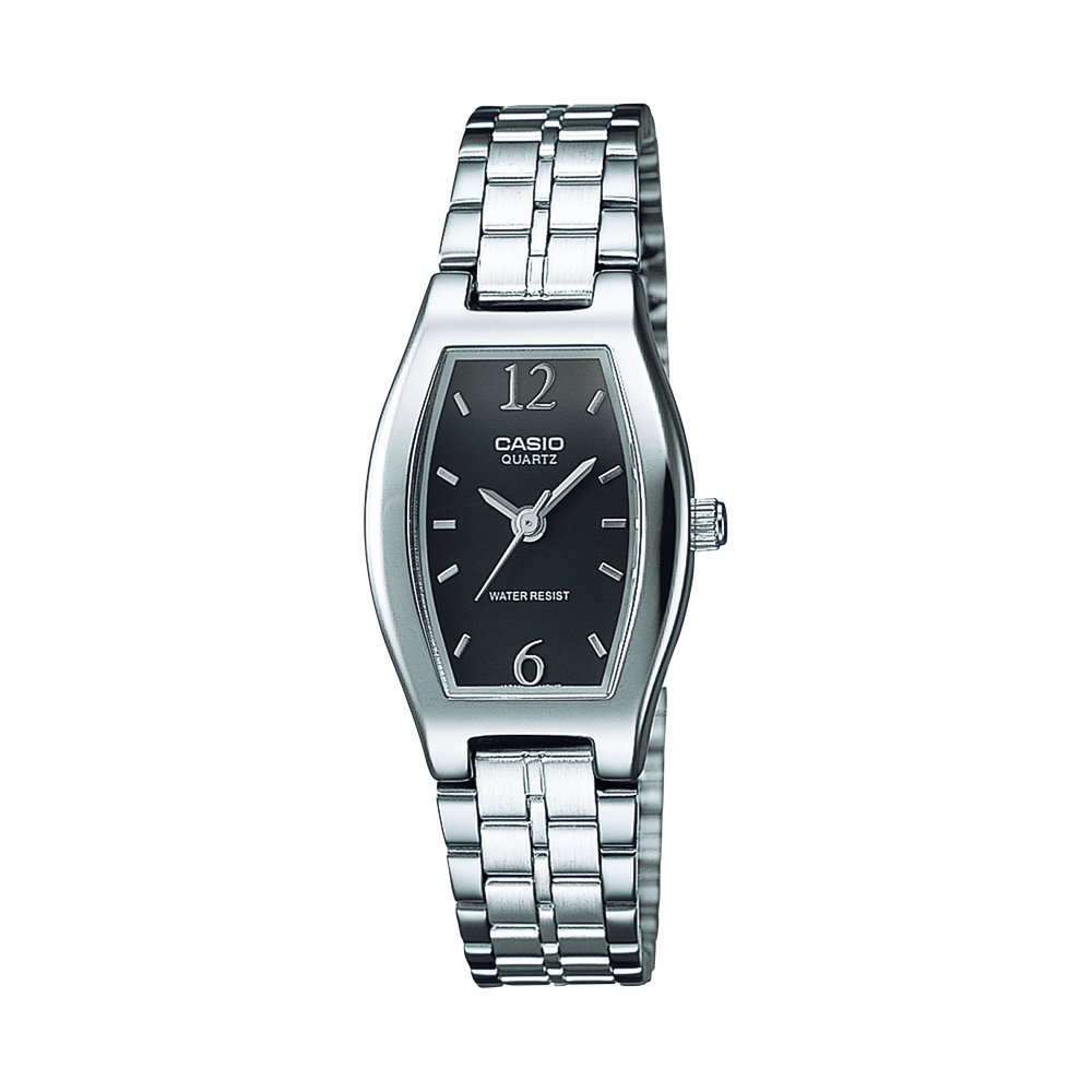 LTP1254D-1A | Silver and Black Stainless Steel Analog Watch - Casio