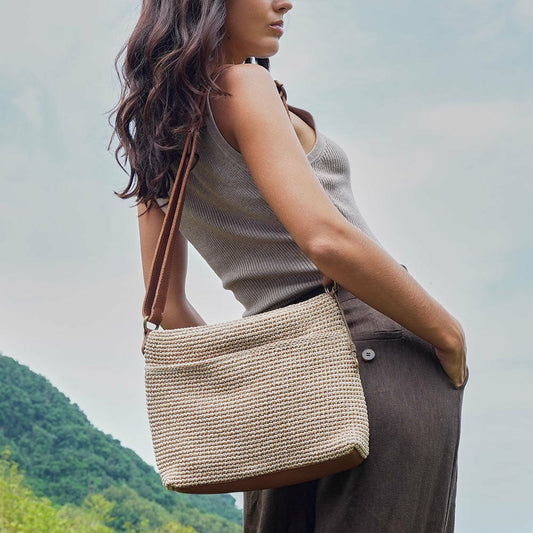 Melrose Crossbody Bag in Bamboo Static Crochet