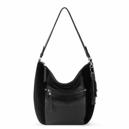 Sequoia Hobo Bag in Black Suede Block Suede