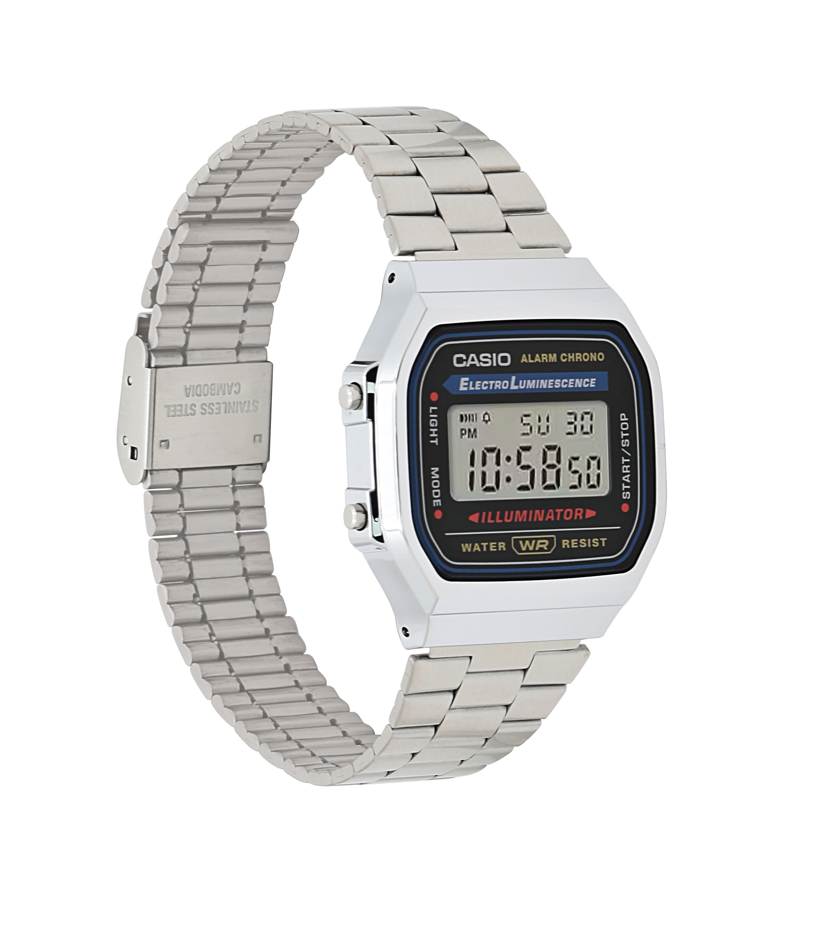 A168W-1 | Vintage Silver and Black Metal Watch - Casio
