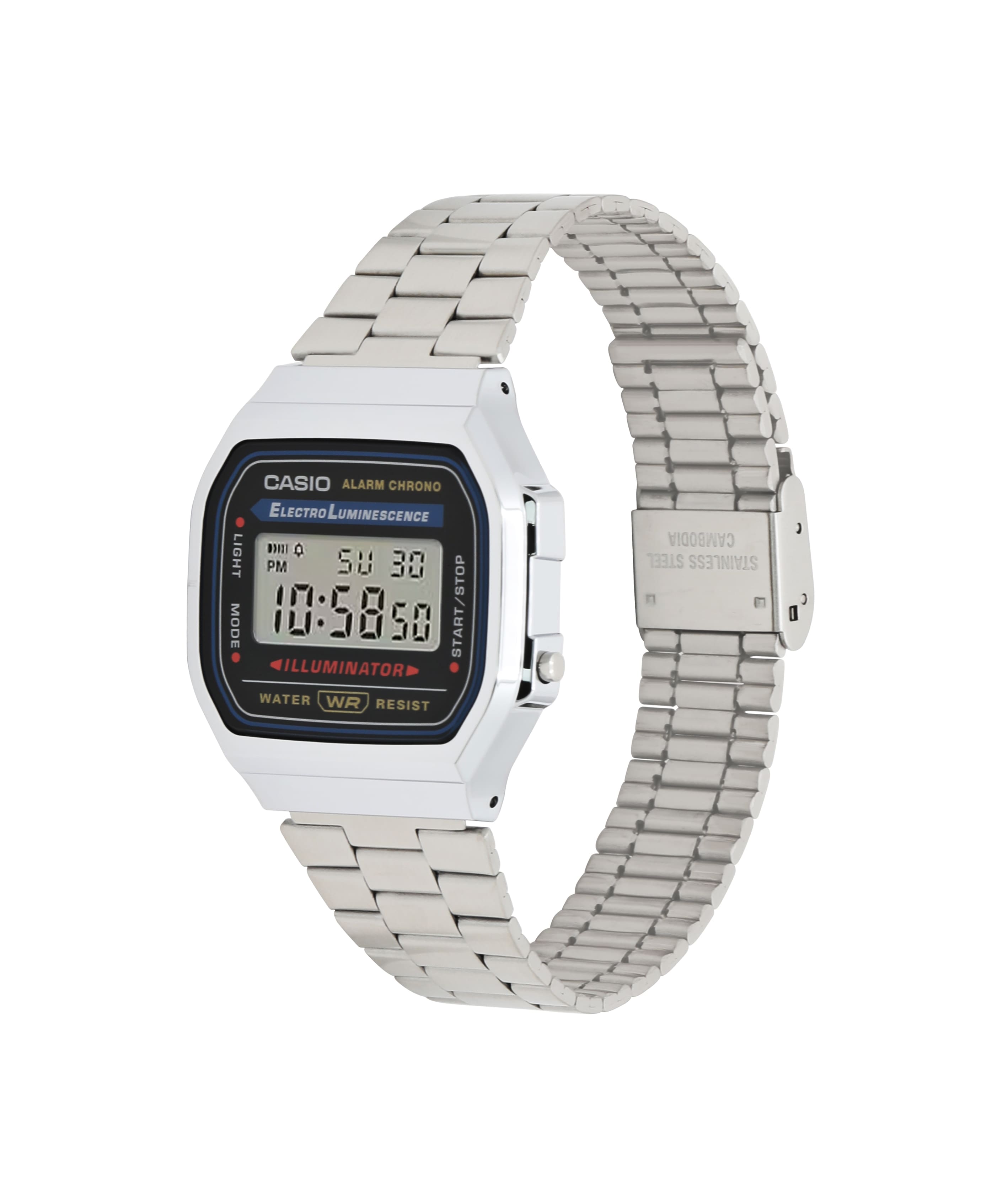 A168W-1 | Vintage Silver and Black Metal Watch - Casio