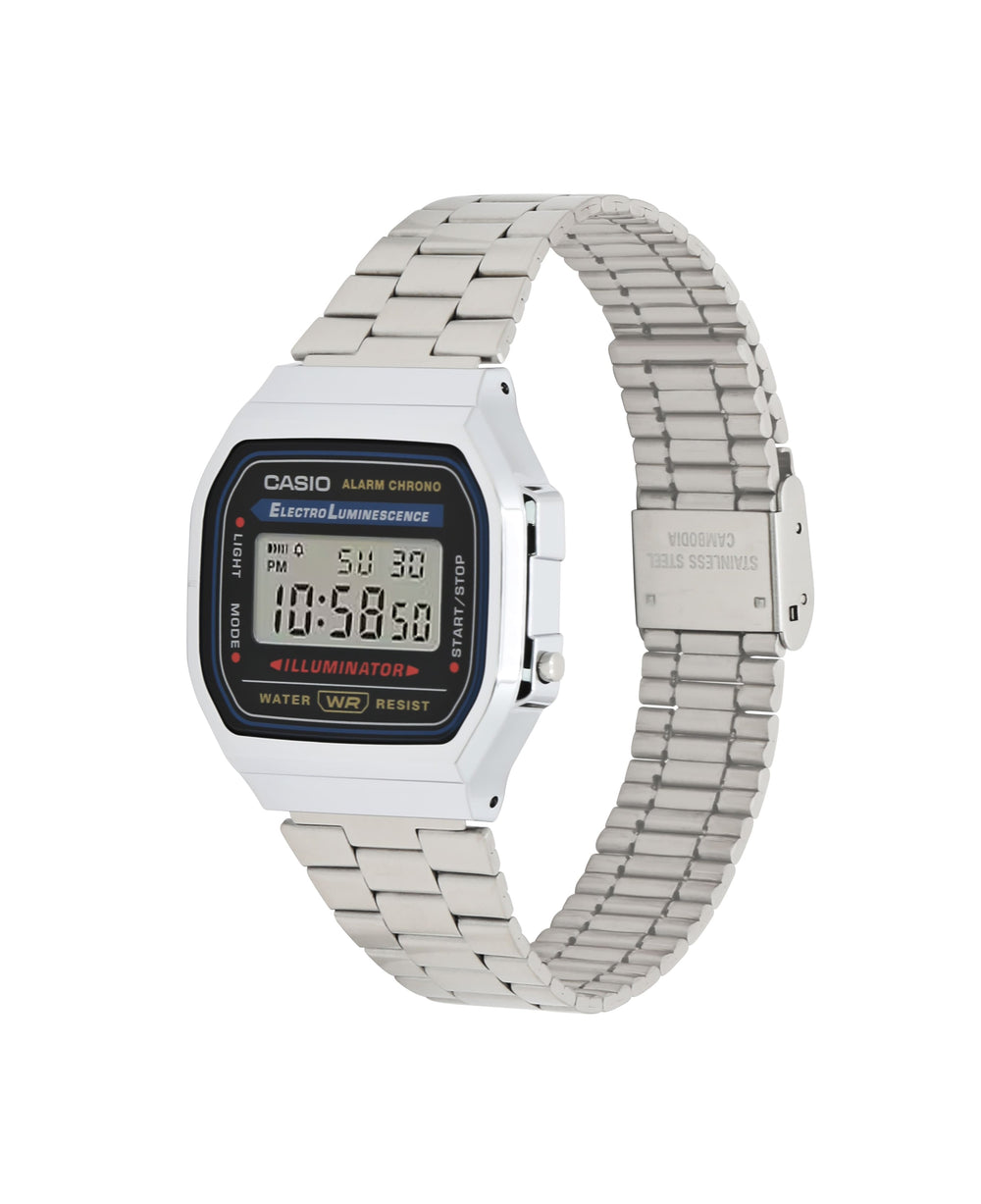 A168W-1 | Vintage Silver and Black Metal Watch - Casio