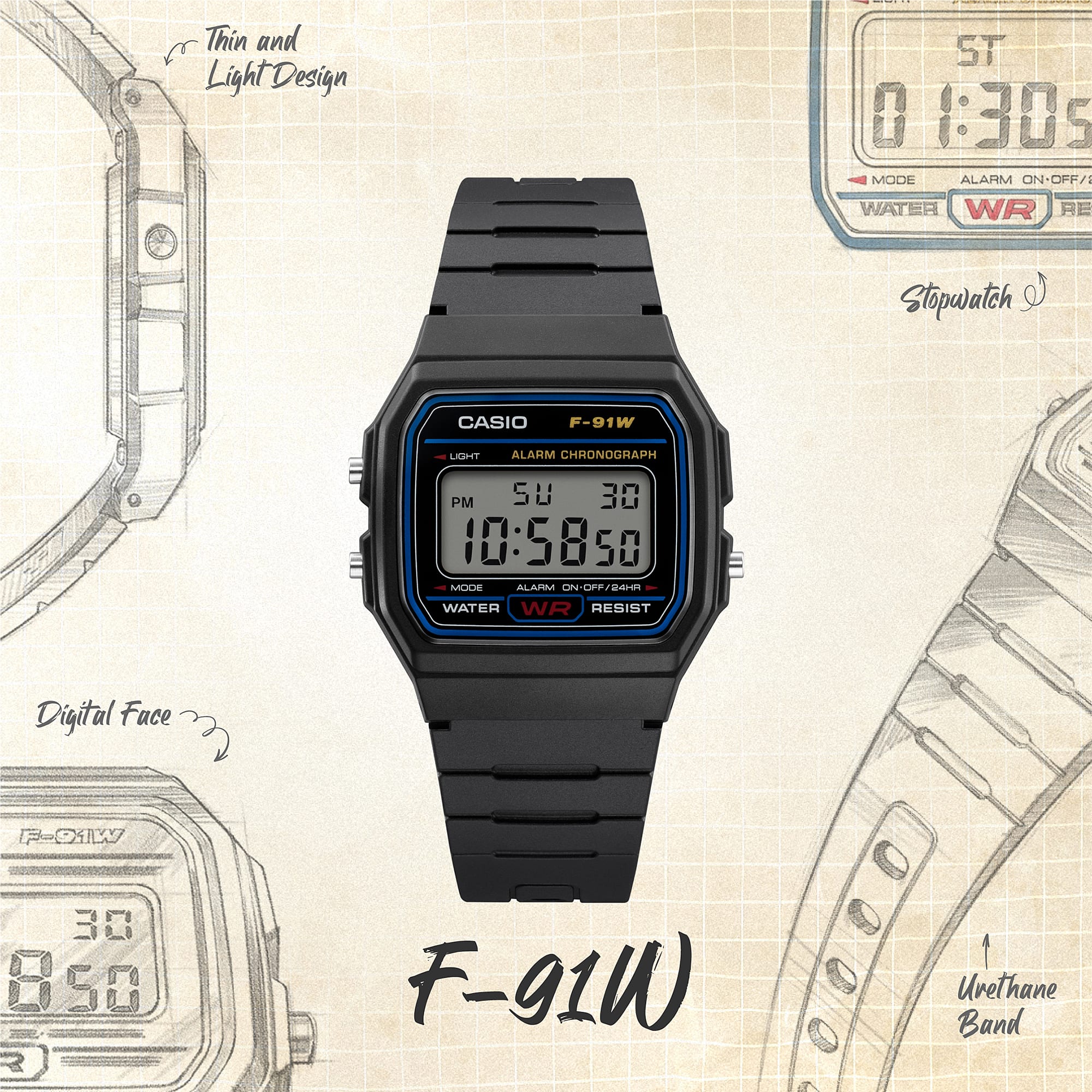 F91W-1 | Casio Classic Digital Watch - Casio