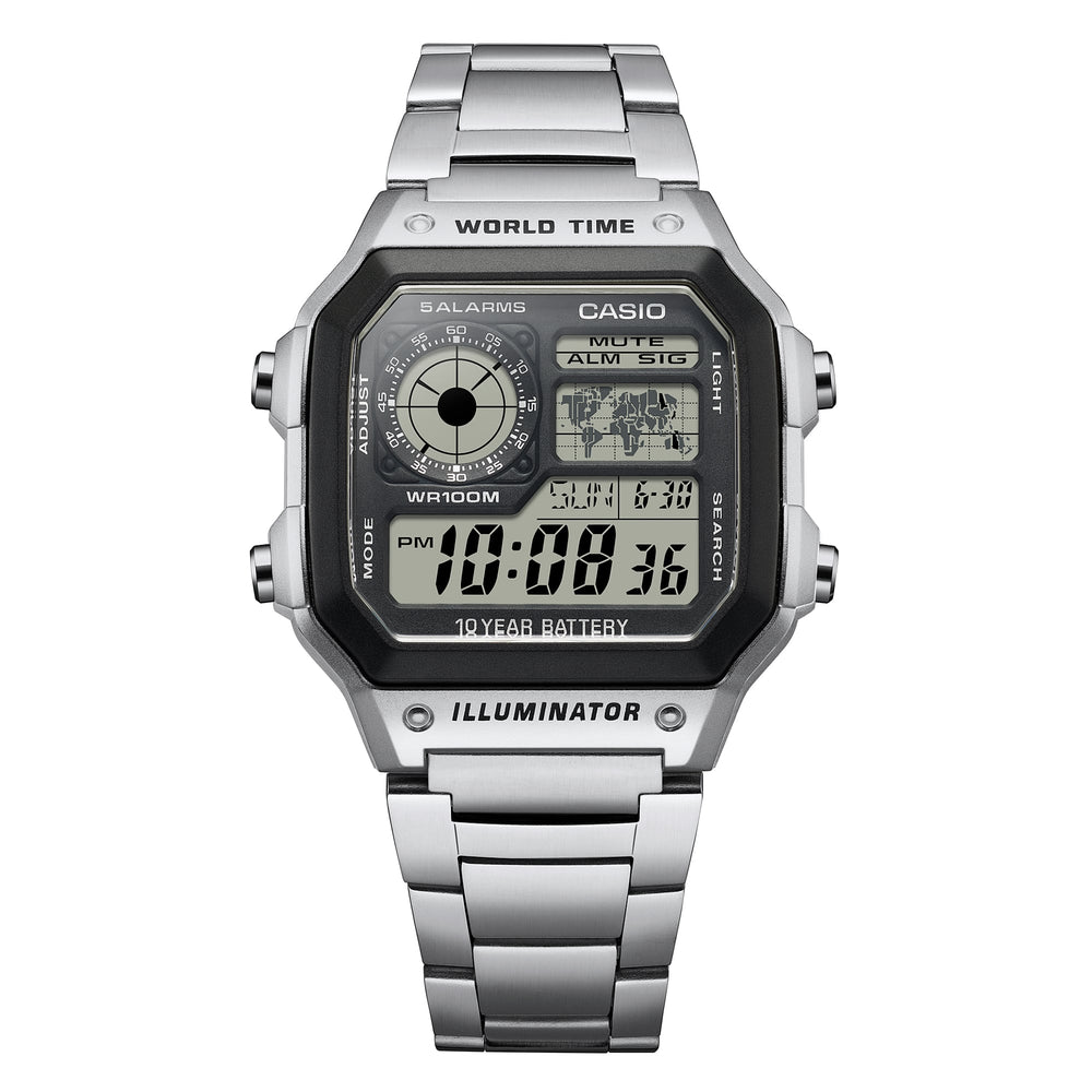 AE1200WHD-1A | Stainless Steel Band World Time Watch - Casio