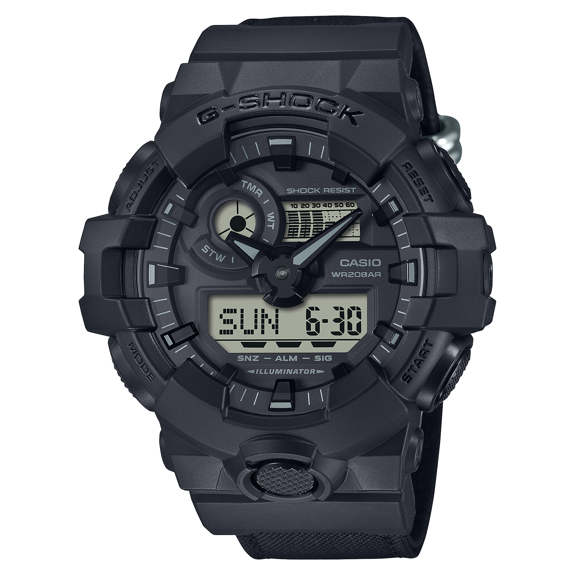 GA700BCE-1A | G-SHOCK with Nylon Band – Black Digital Analog Watch | Casio G- SHOCK - Casio