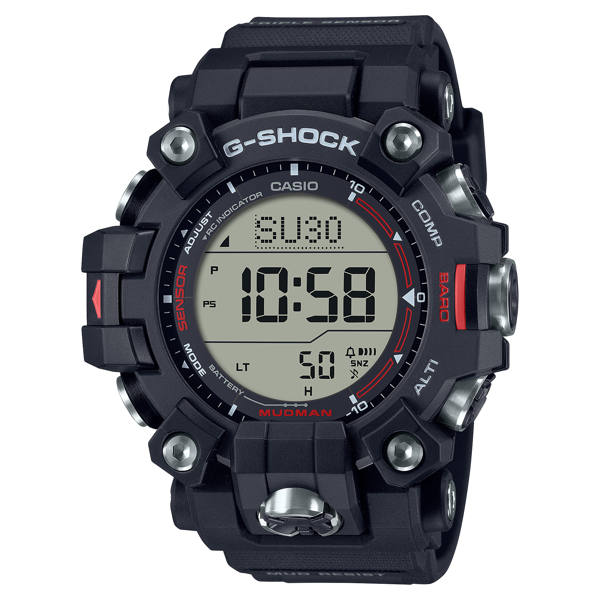 GW9500-1 | G-SHOCK Bold Black & Red Triple-Sensor Watch - Casio