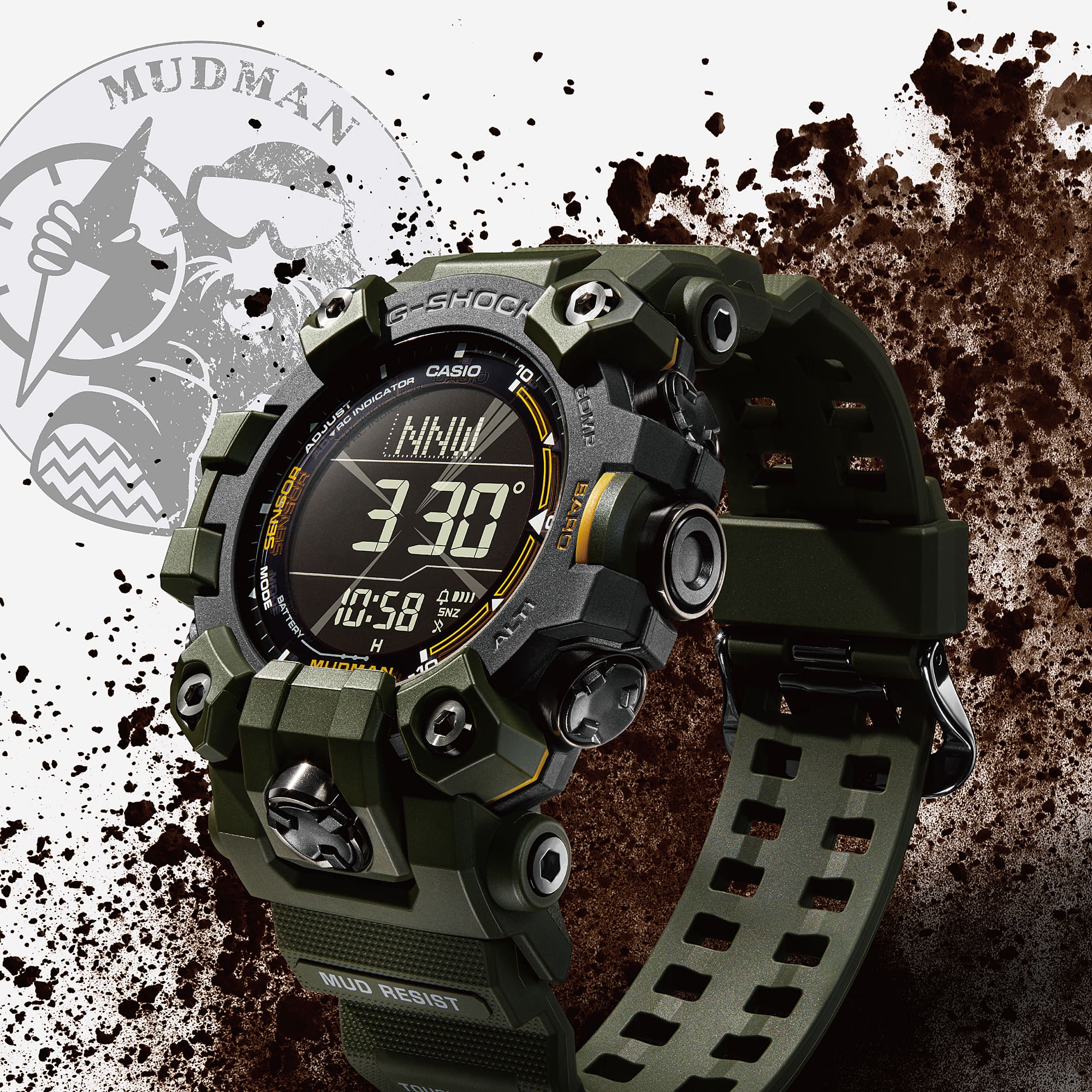GW9500-3 | G-SHOCK Dark Green + Black Master of G Mudman Watch - Casio