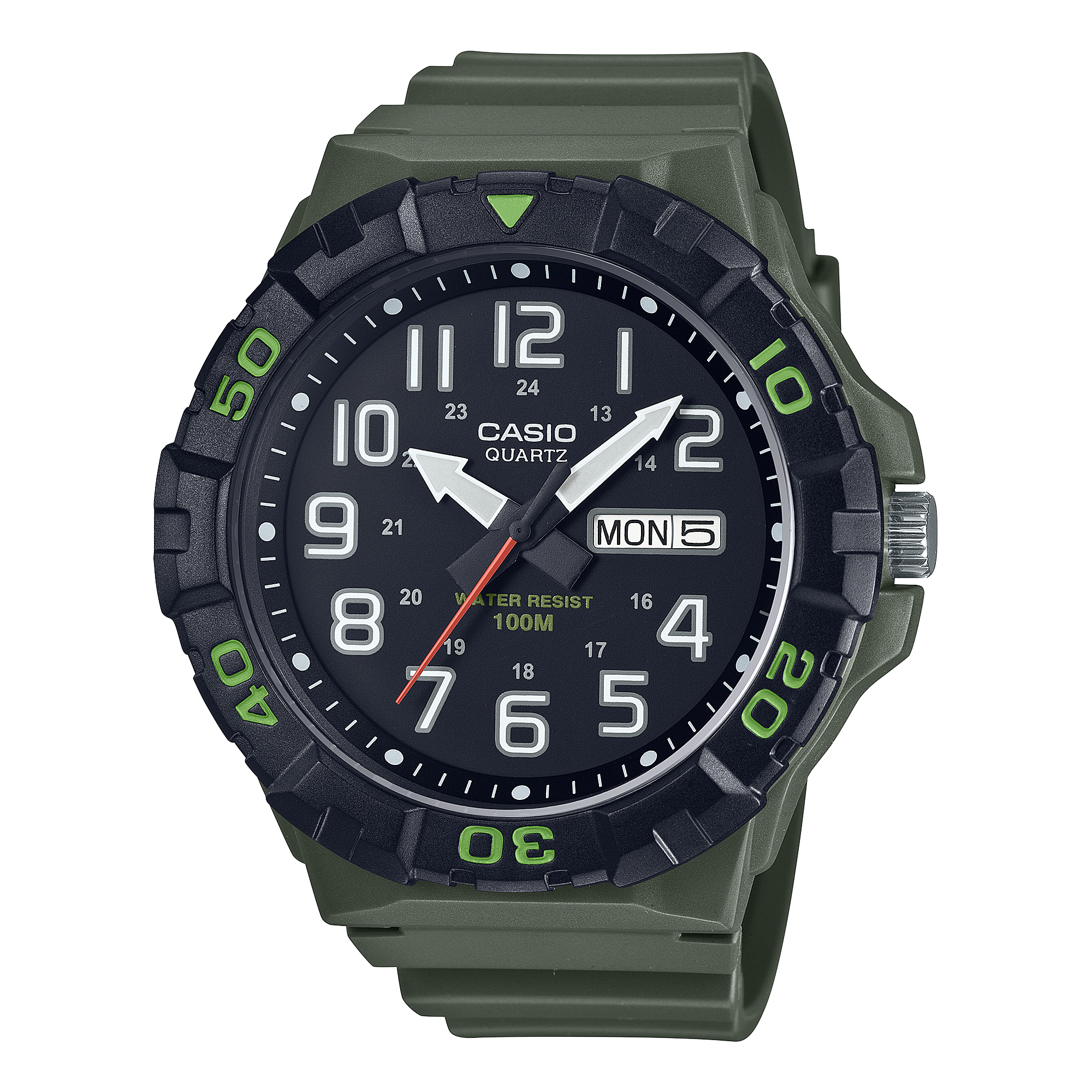 MRW210H-3AV | Black and Hunter Green Analog Men's Watch - Casio