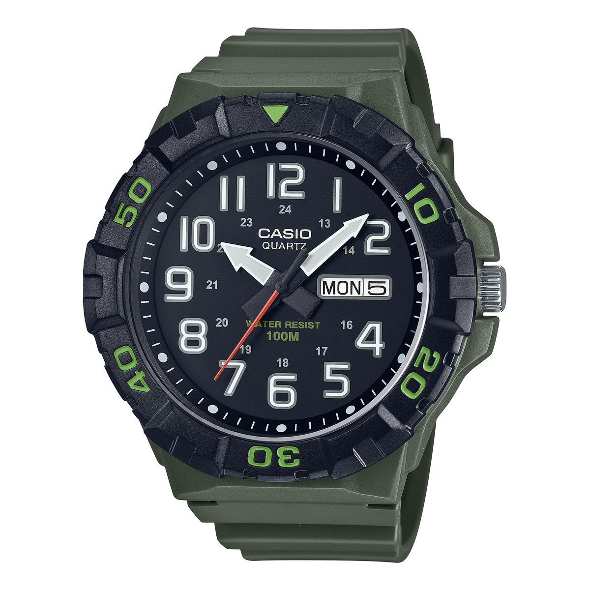 MRW210H-3AV | Black and Hunter Green Analog Men's Watch - Casio