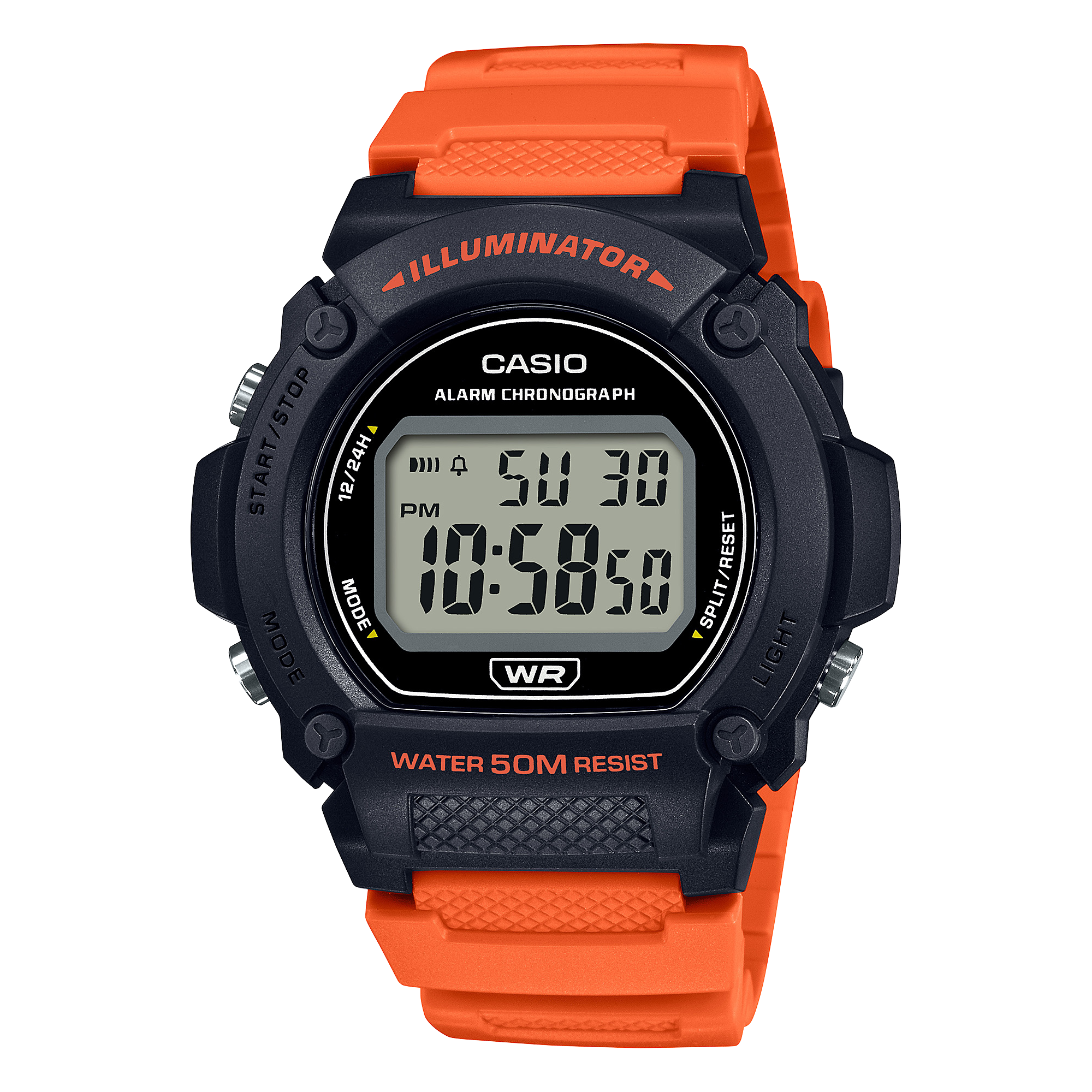 W219H-4AV | Black and Orange Digital Men's Watch - Casio