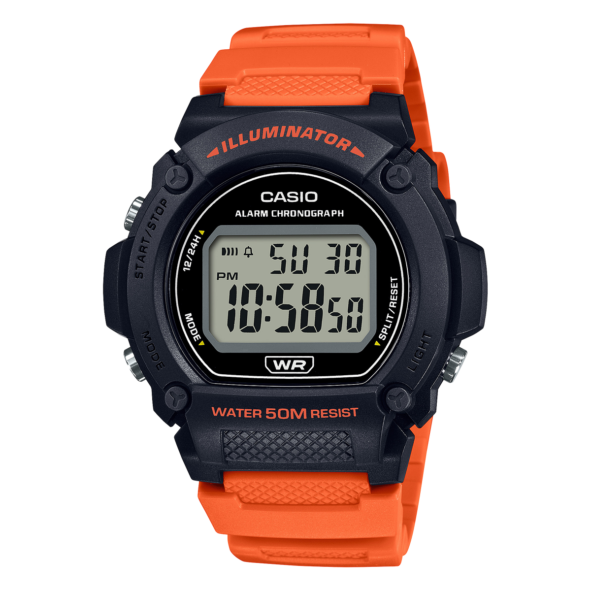 W219H-4AV | Black and Orange Digital Men's Watch - Casio