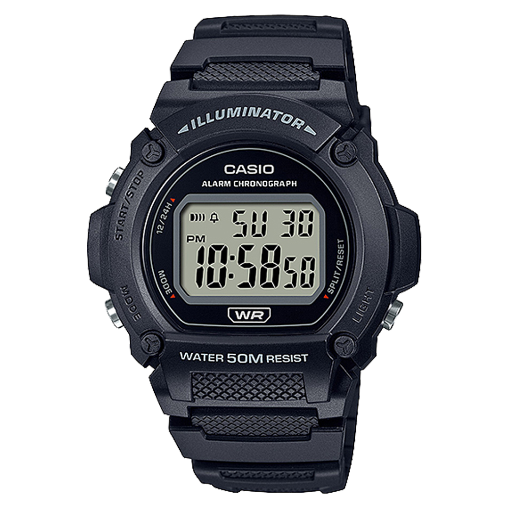 W219H-1AV | Black Digital Men's Watch - Casio