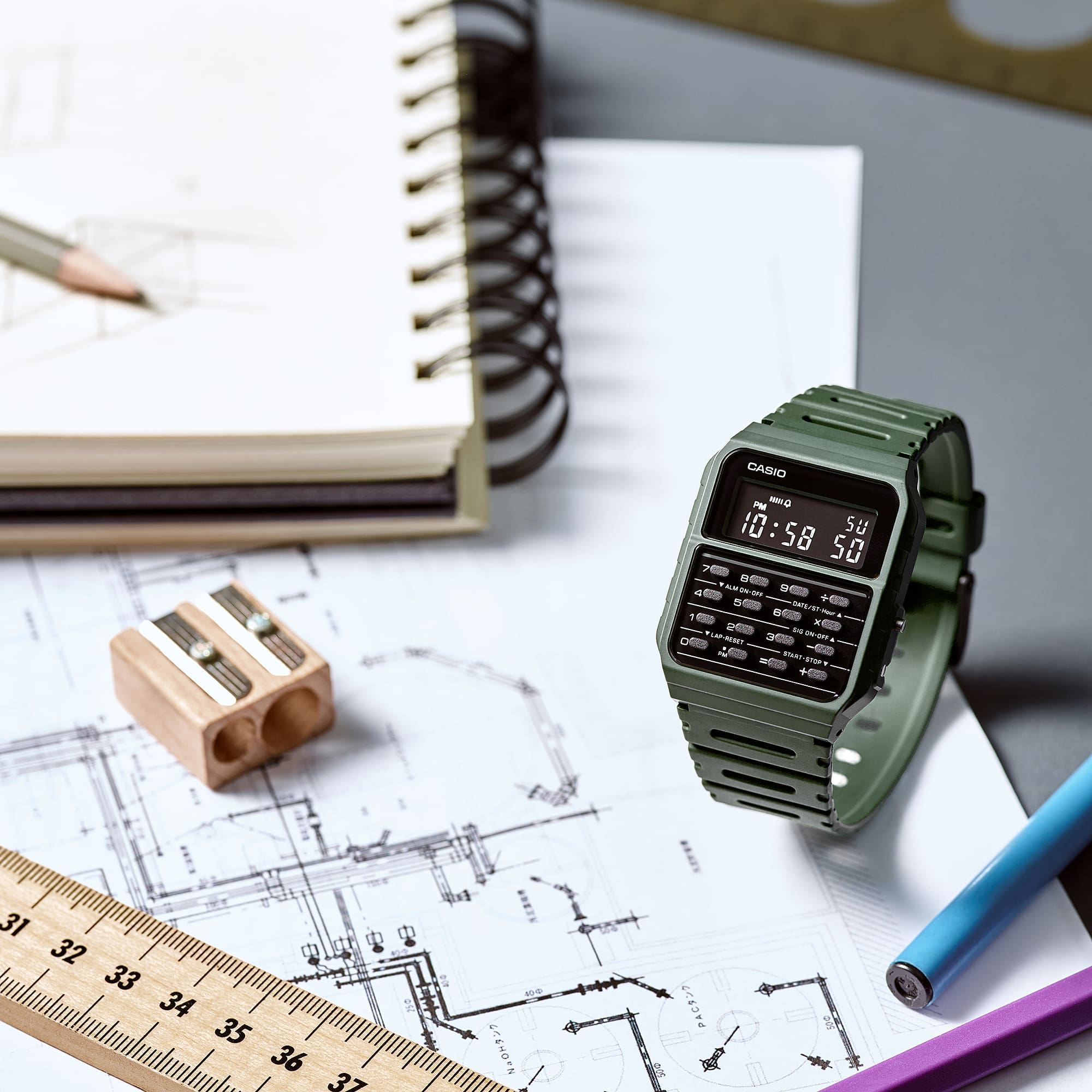 CA53WF-3B | Olive Green Data Bank Watch - Casio
