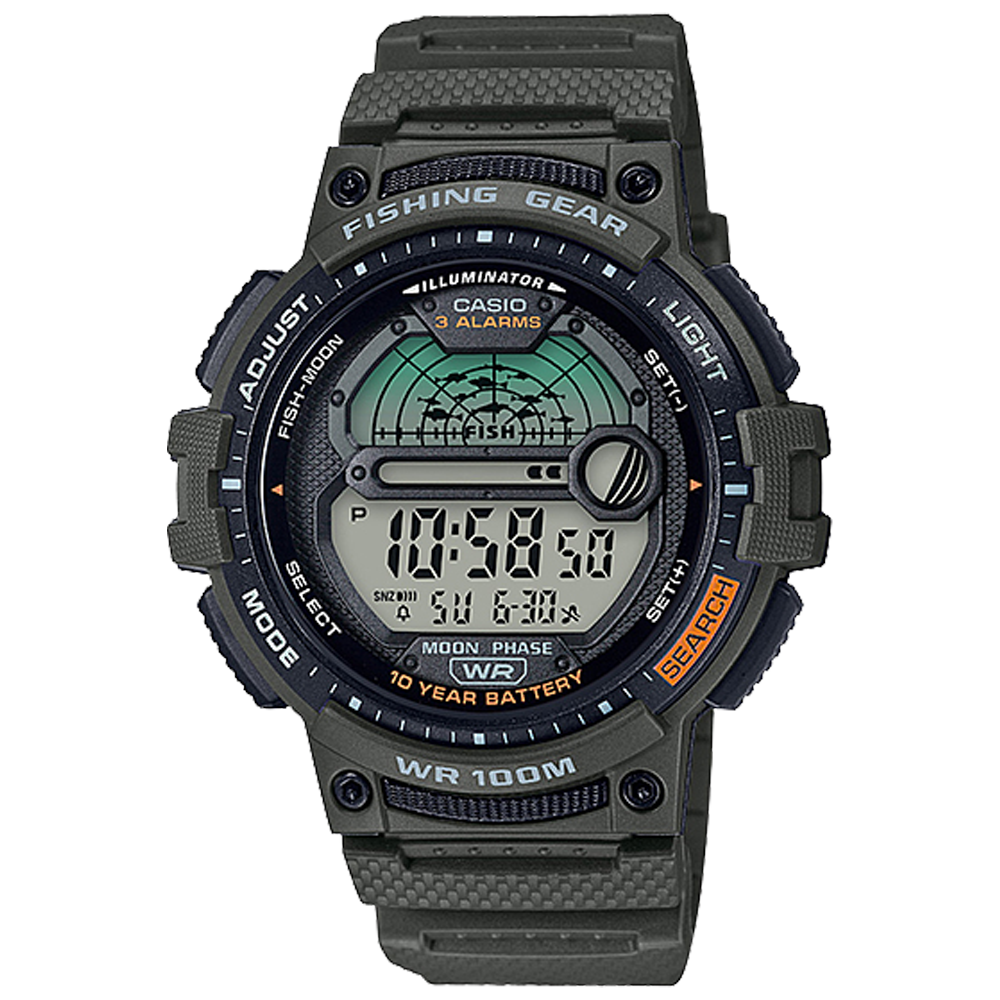WS1200H-3AV | Men's Digital Fishing Watch Black - Casio