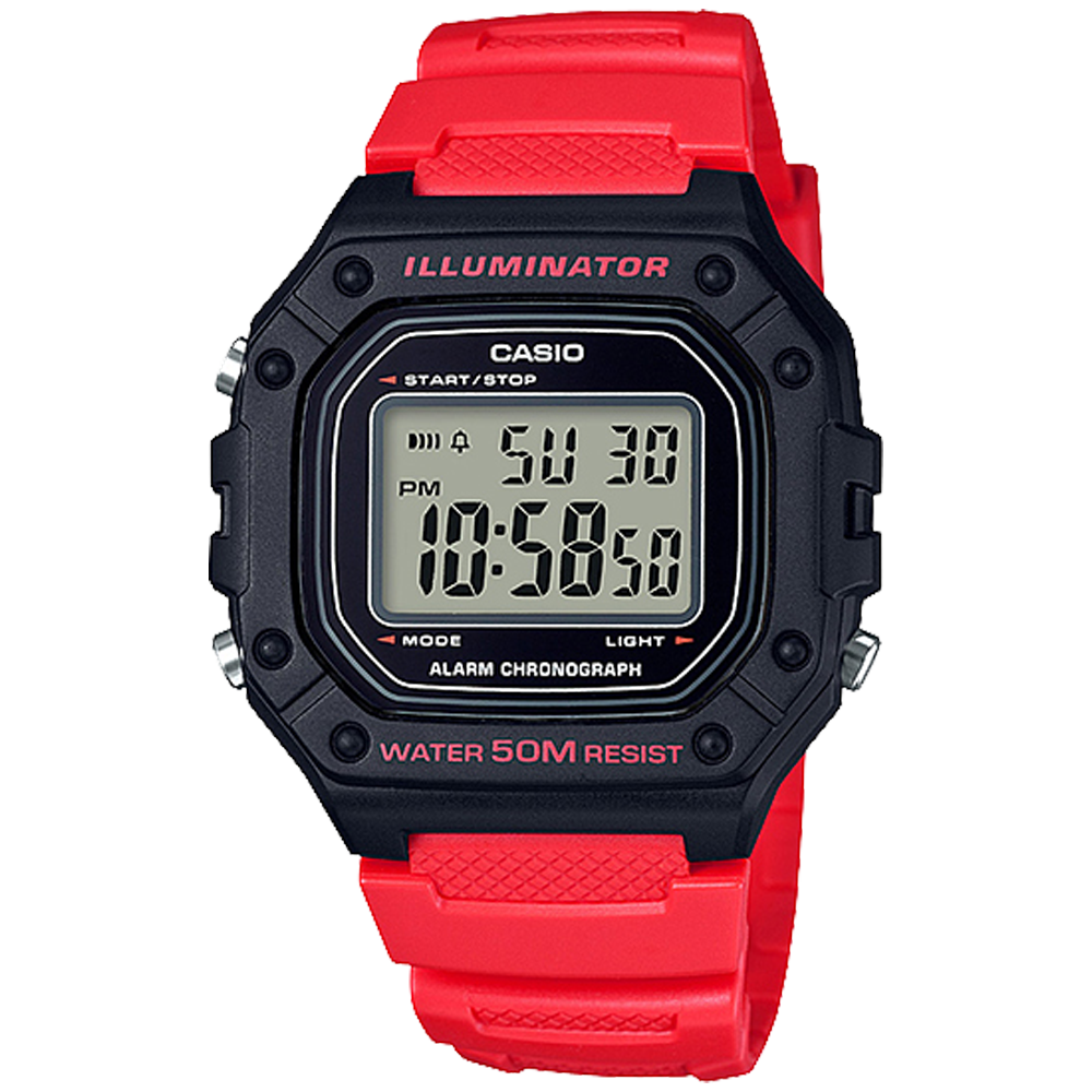 W218H-4BV | Bright Red Digital Men's Watch - Casio