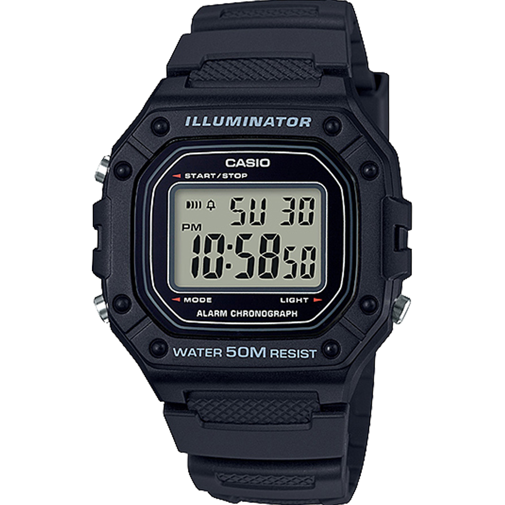 W218H-1AV | Black Digital Men's 50m Water Resistance Watch - Casio
