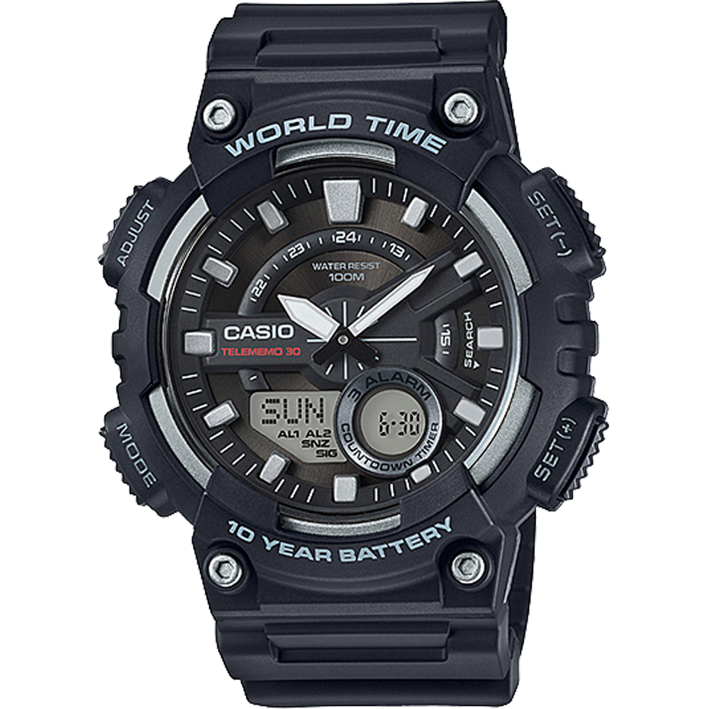 AEQ110W-1AV | Analog-Digital Black and Silver Watch - Casio