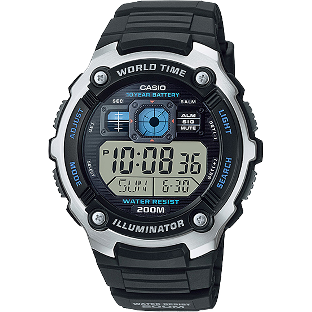AE2000W-1AV | Illuminator Black and Blue Digital Watch - Casio