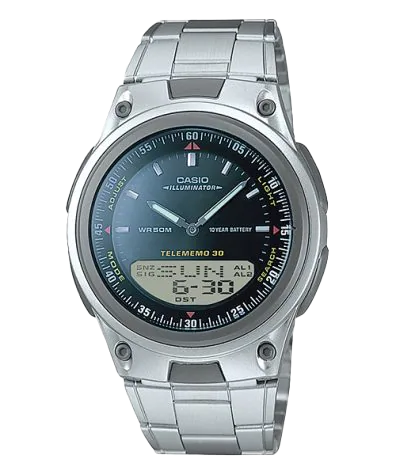 AW80D-1AV | Analog-Digital Silver with Black Steel Watch - Casio