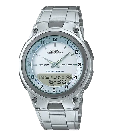 AW80D-7AV | Analog-Digital Silver Stainless Steel Watch - Casio