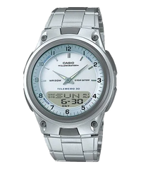 AW80D-7AV | Analog-Digital Silver Stainless Steel Watch - Casio