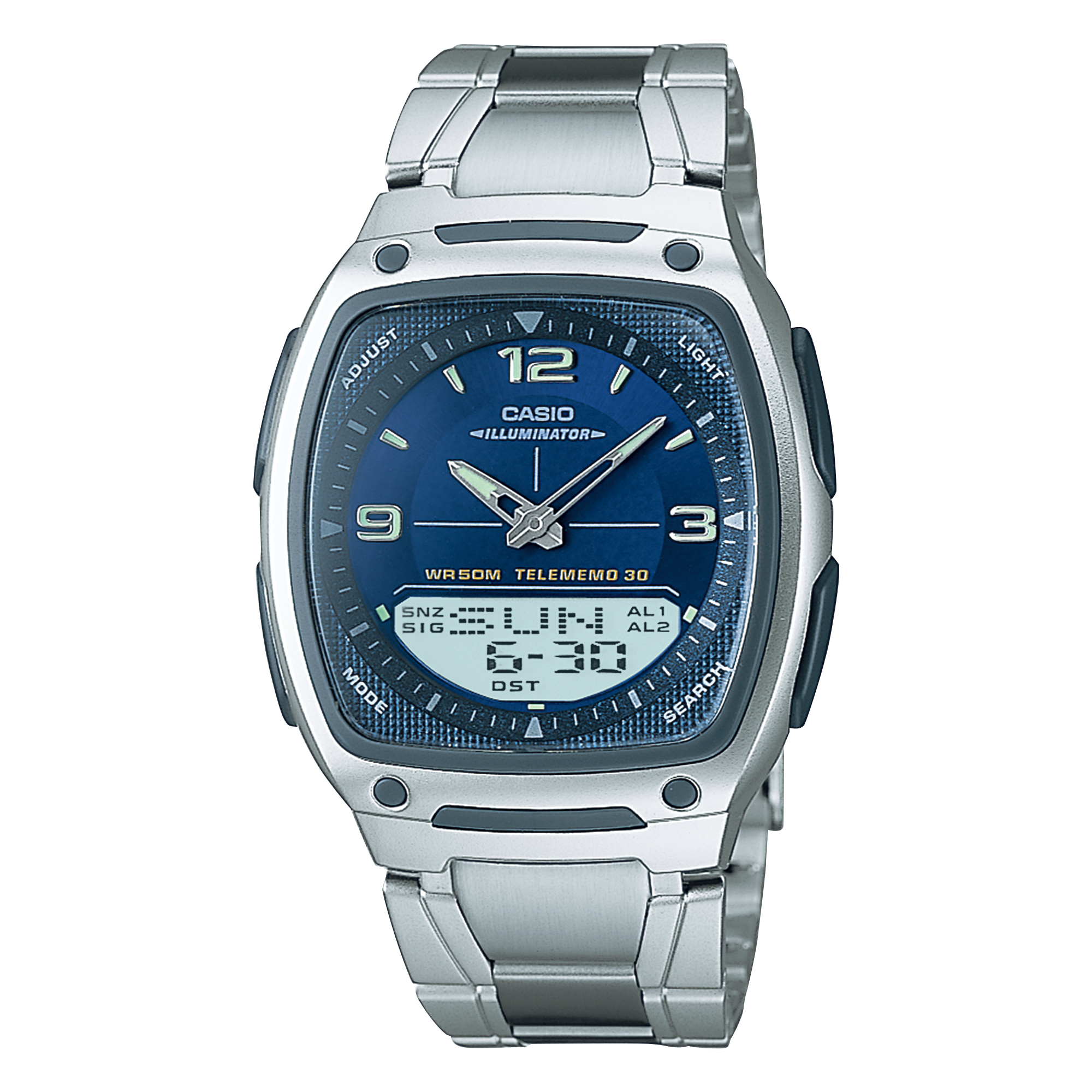 AW81D-2AV | Analog-Digital Silver and Blue Watch - Casio