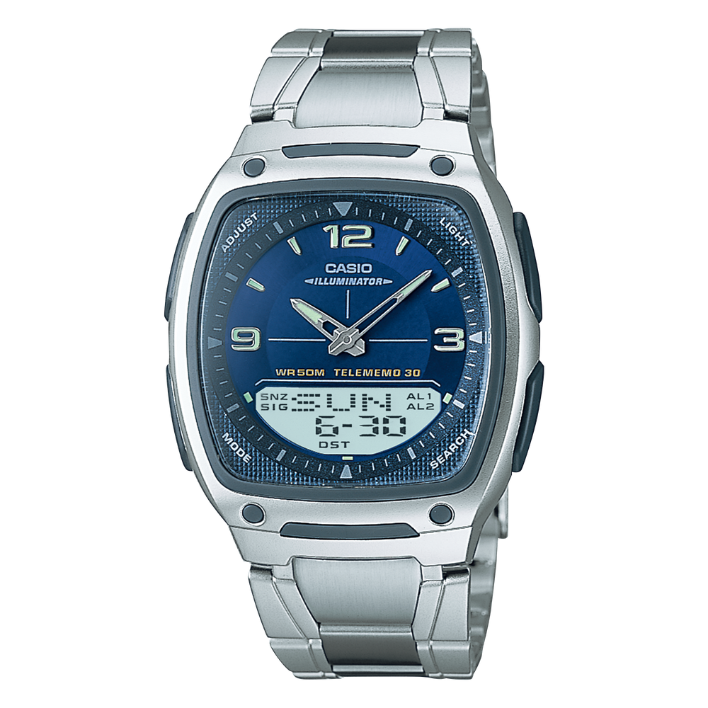 AW81D-2AV | Analog-Digital Silver and Blue Watch - Casio
