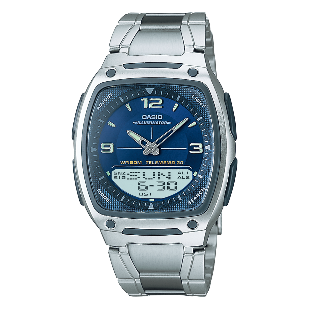 AW81D-2AV | Analog-Digital Silver and Blue Watch - Casio