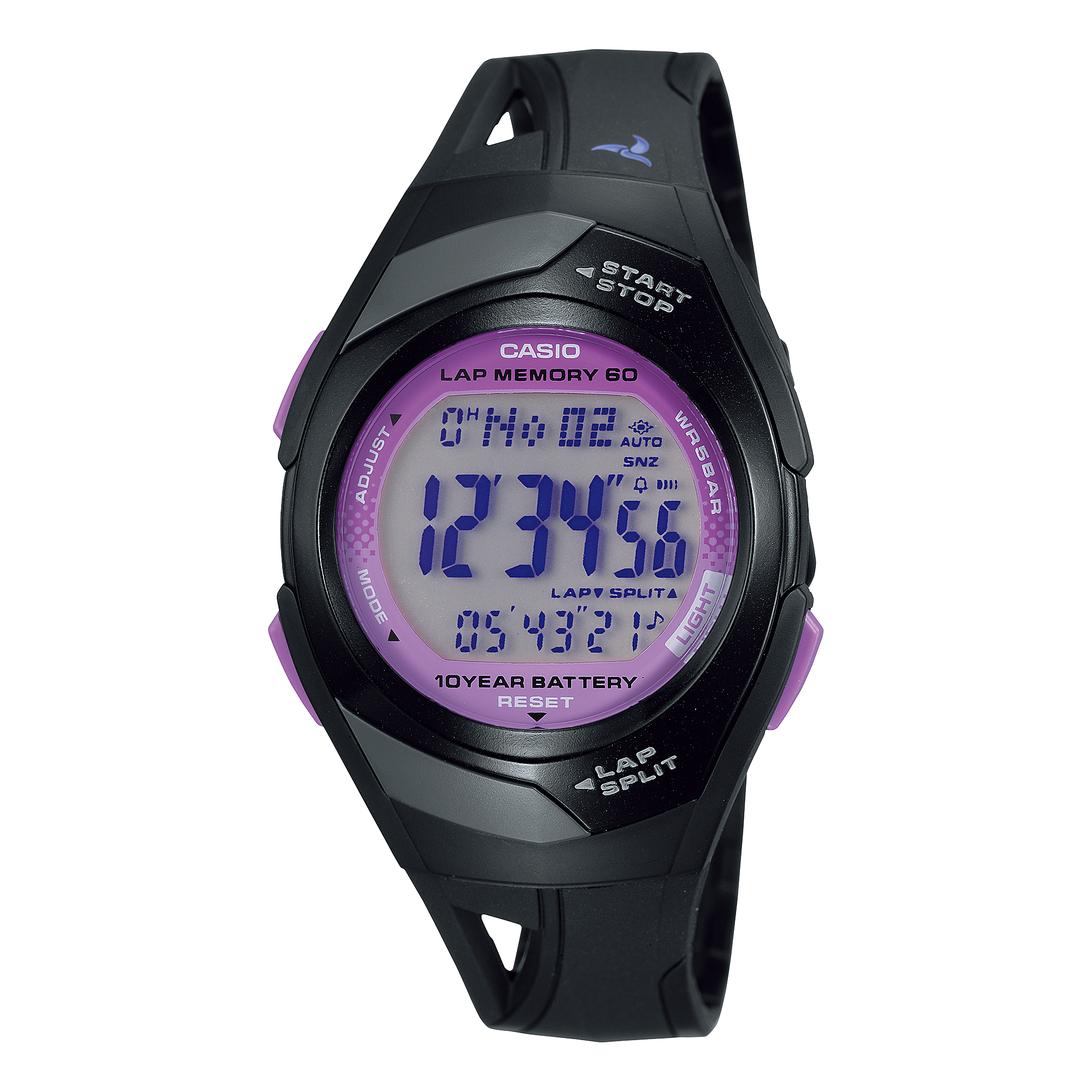 STR300-1C | Black and Purple Digital Women's Eco-friendly Runners Watch - Casio