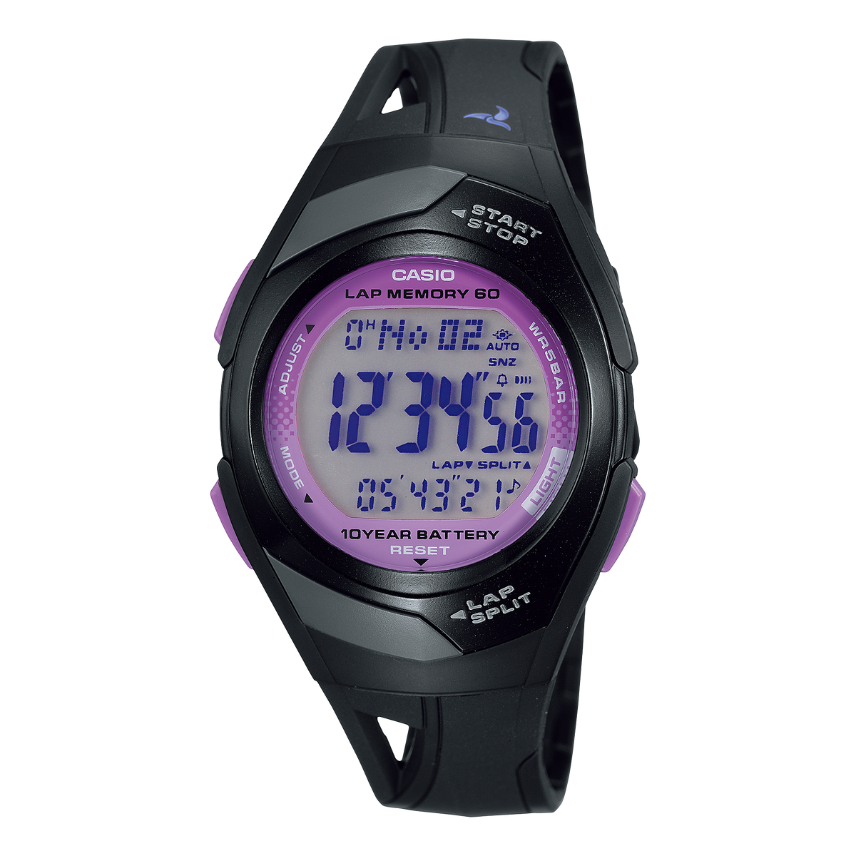 STR300-1C | Black and Purple Digital Women's Eco-friendly Runners Watch - Casio