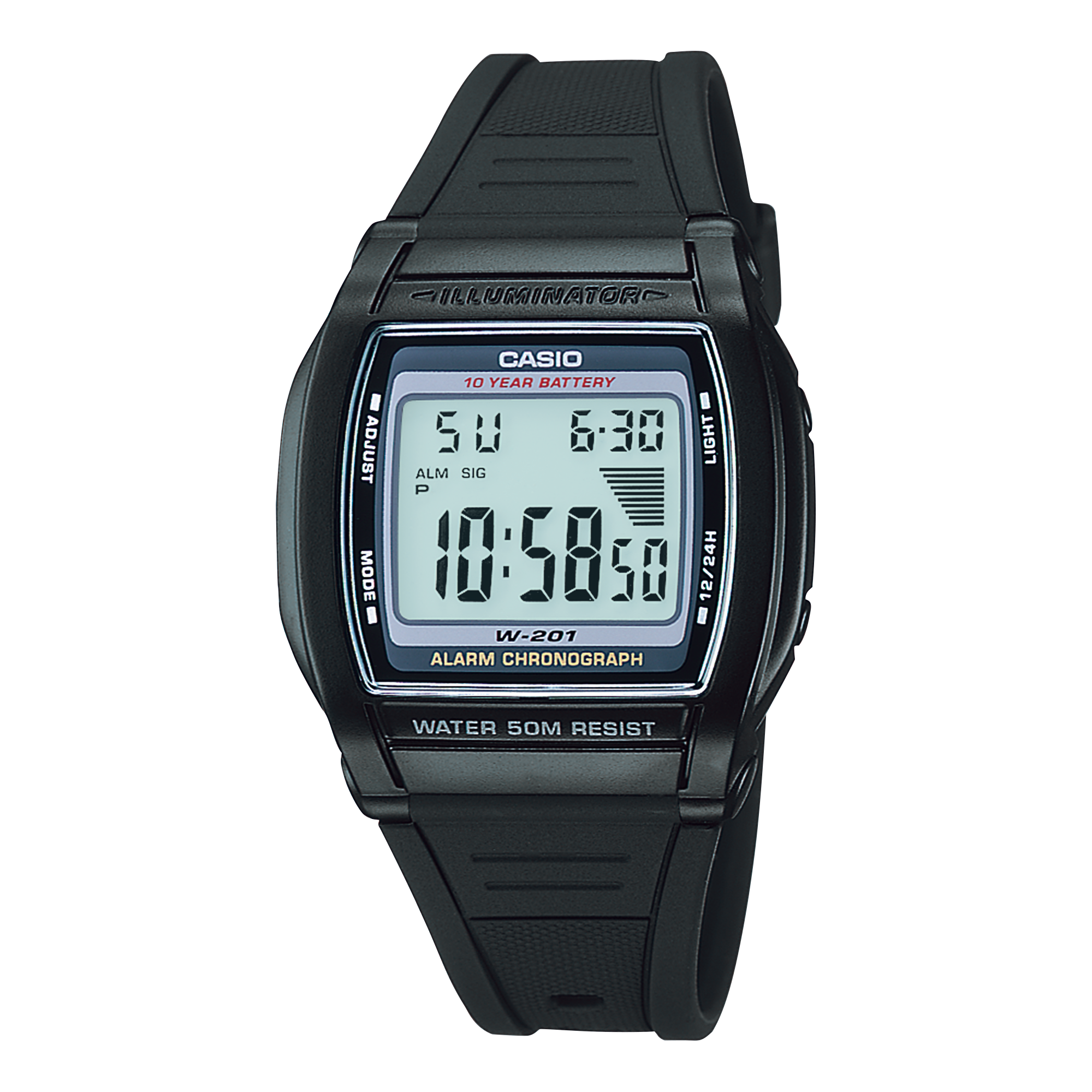 W201-1AV | Black Digital Casual Classic Watch - Casio