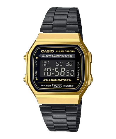 A168WEGB-1BVT | Vintage Black and Gold Metal Watch - Casio