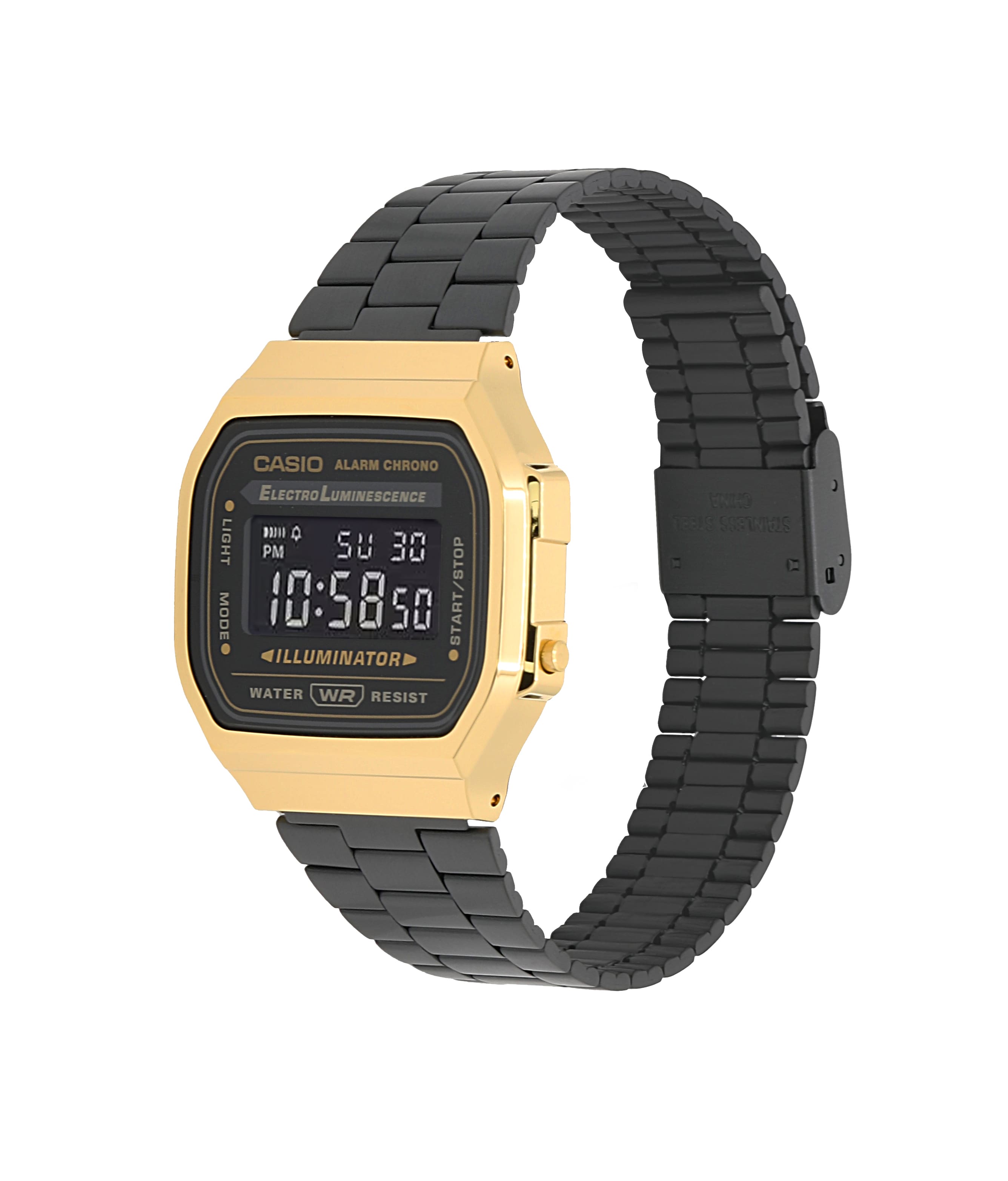 A168WEGB-1BVT | Vintage Black and Gold Metal Watch - Casio