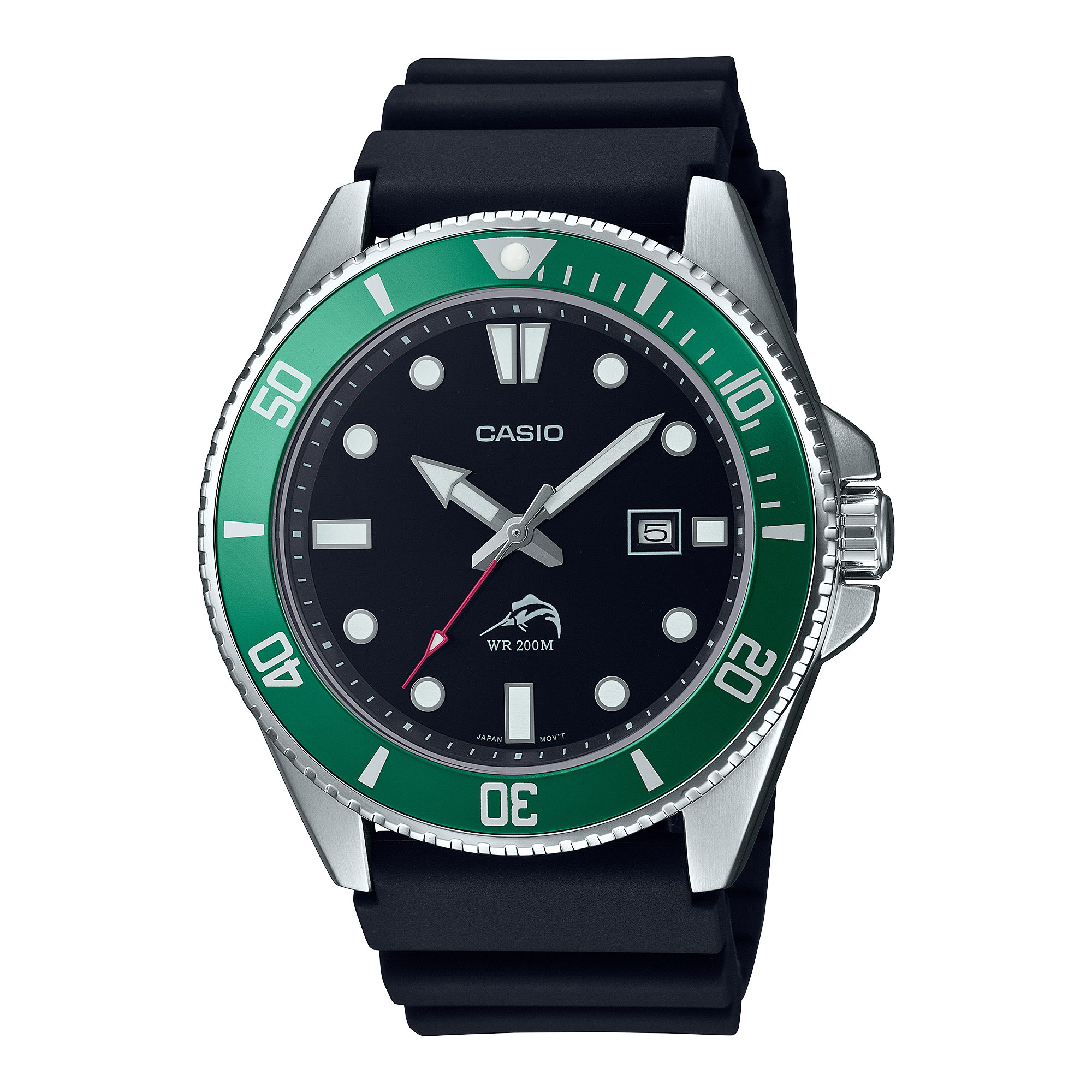 MDV106B-1A3V | Black and Green Men's Analog Watch - Casio