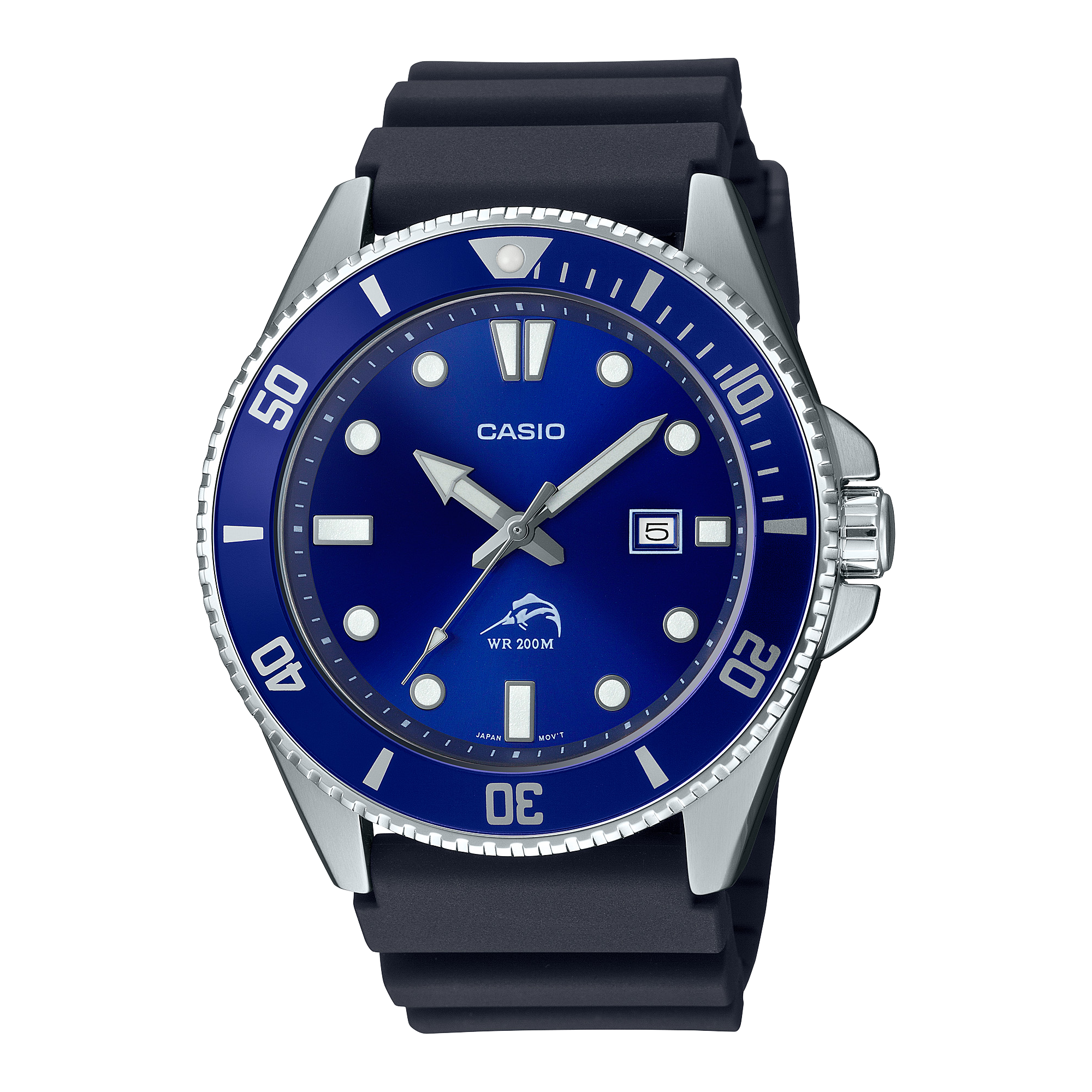 MDV106B-2AV | Black and Royal Blue Men's Analog Watch - Casio