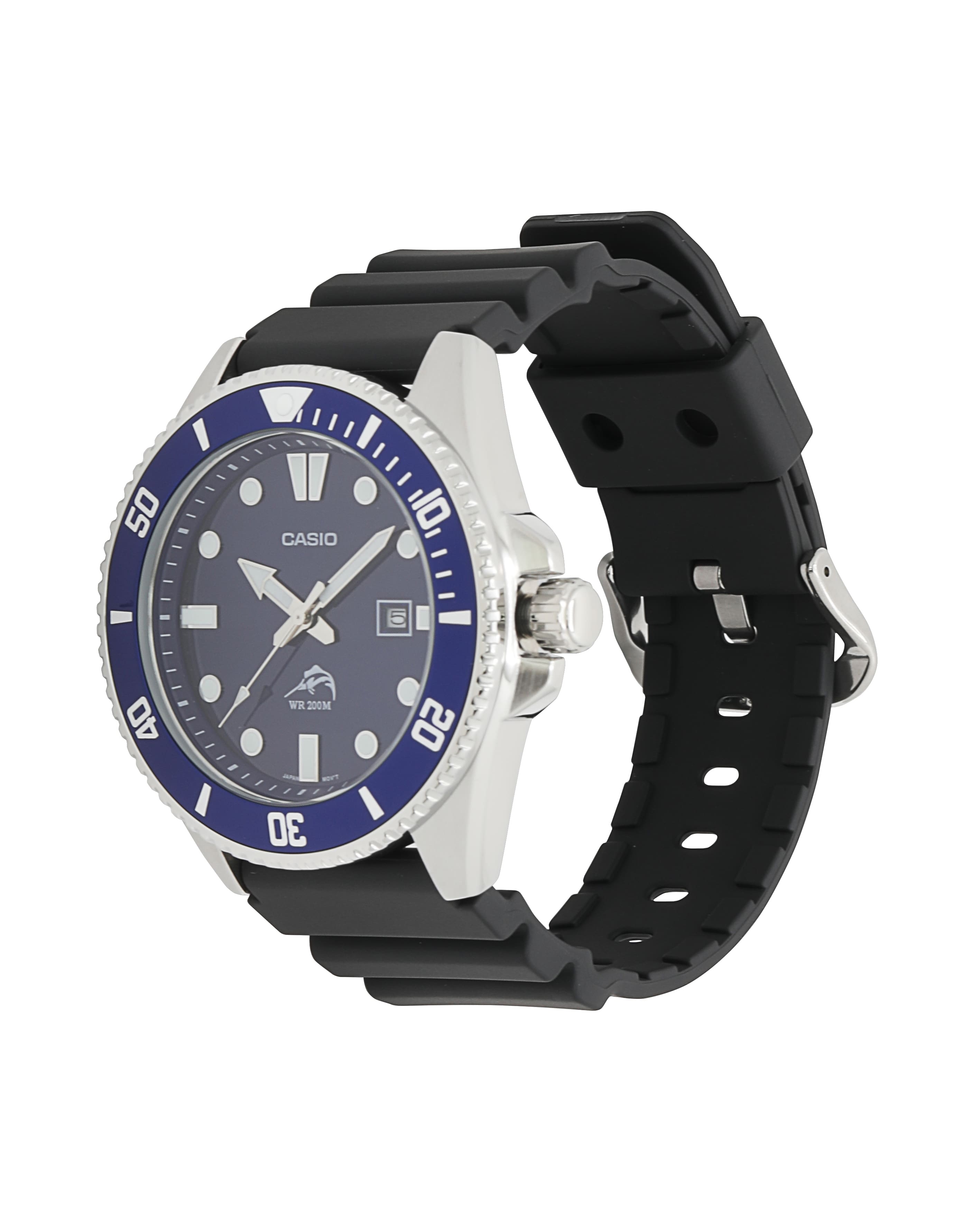 MDV106B-2AV | Black and Royal Blue Men's Analog Watch - Casio
