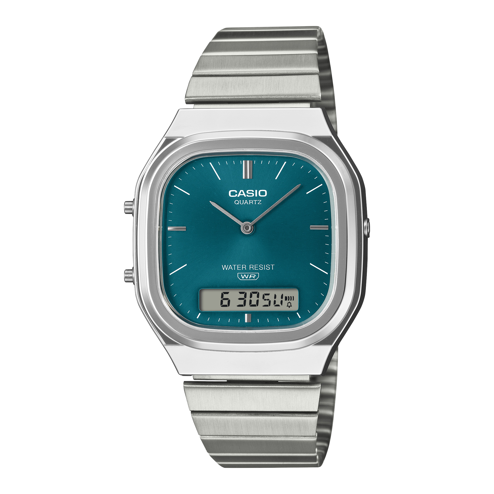 AQ240E-3A | Vintage Analog-Digital Watch, Blue-Green Dial - Casio